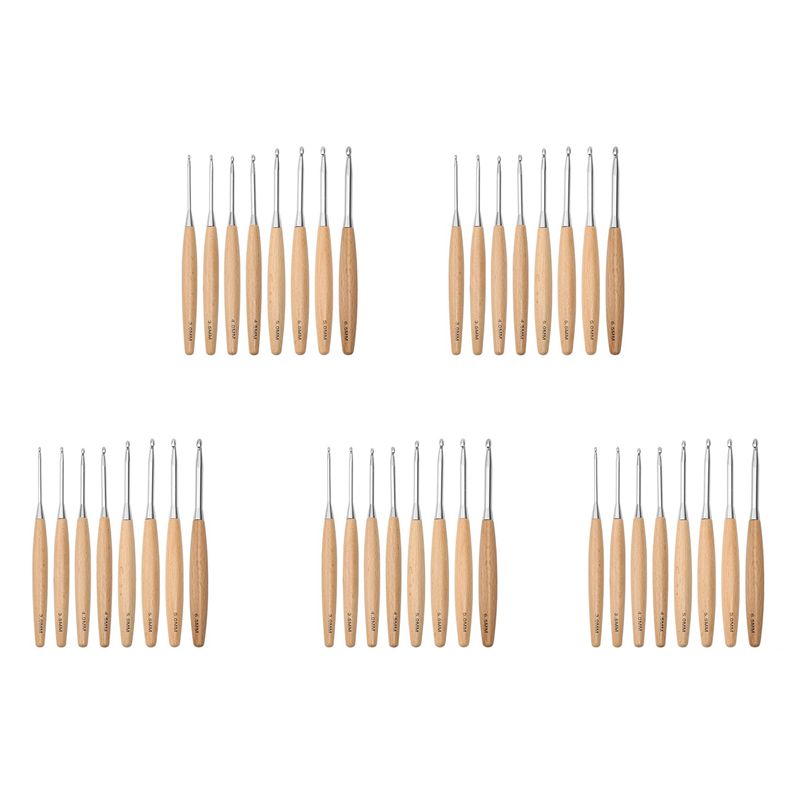 Wooden Crochet Hooks Ergonomic Handle - ABJI-40 Stück Holz-Häkelnadeln 3,0 mm-6,5 mm,