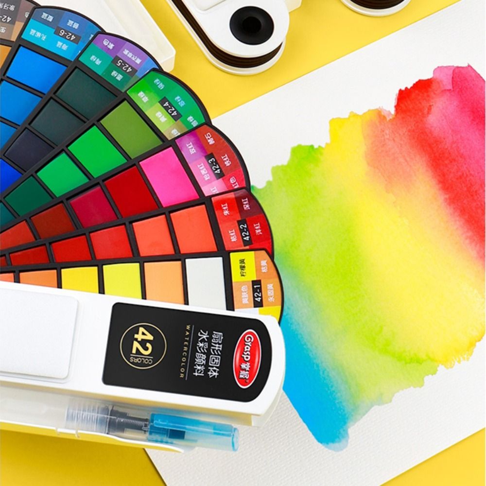 Watercolor Paint Set Solid Pigment - Faltbares Aquarellfarben-Set mit Wasserfarben-Pinsel, 18/24/36/42 Farben,