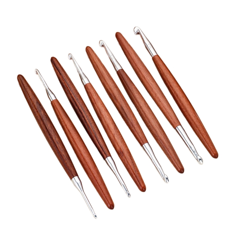 Wooden Crochet Hooks Ergonomic Handle - F68E 8Pcs Holzgriff Häkelnadel mit Lagerung