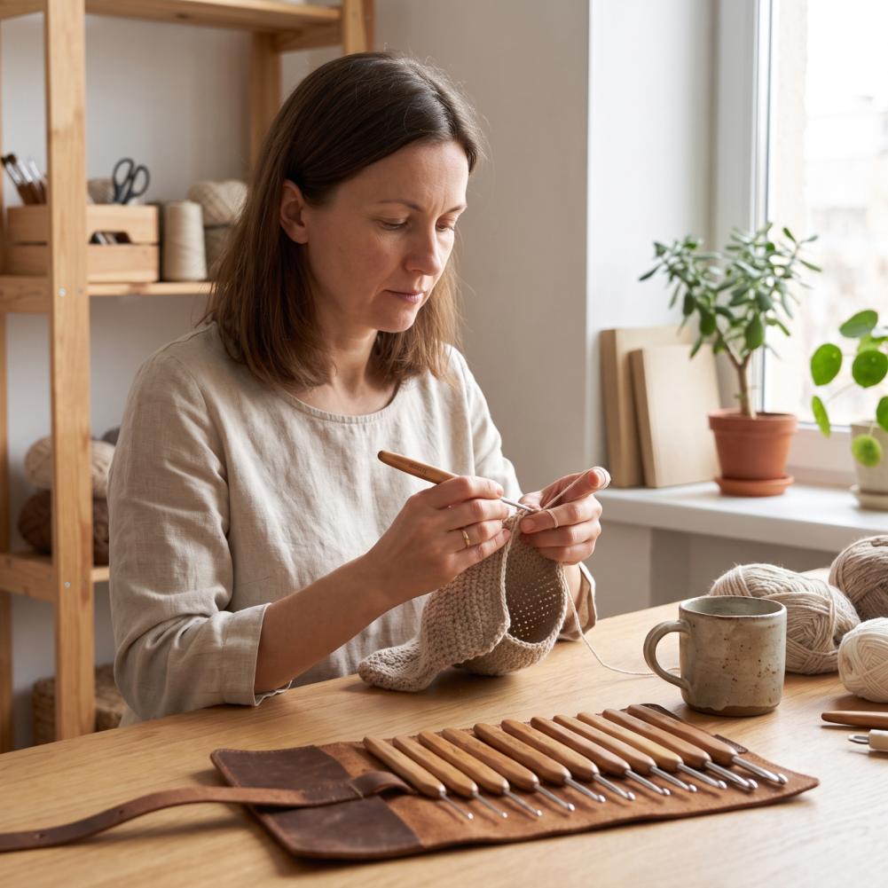 Set mit Häkelnadeln, tragbare  – Wooden Crochet Hooks Ergonomic Handle Bewertung und Preis
